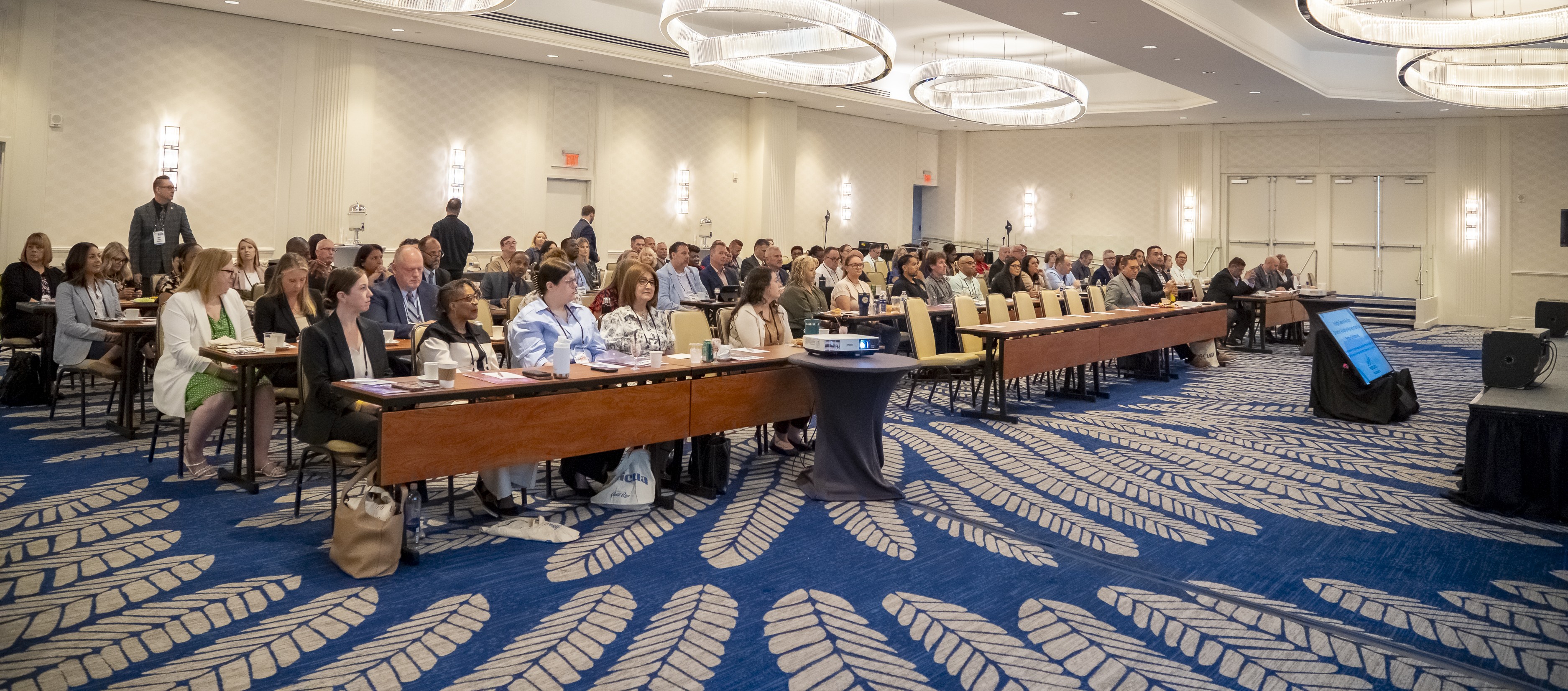 Meeting room with attendees