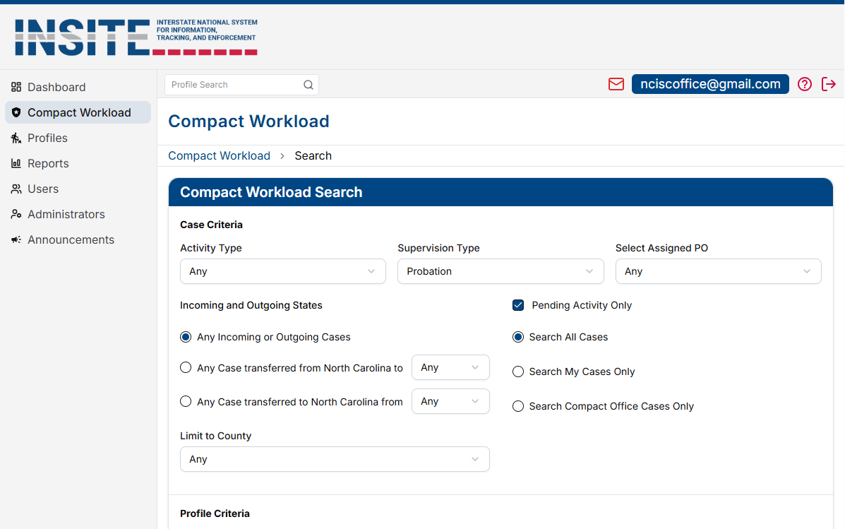 INSITE Compact Workload Search